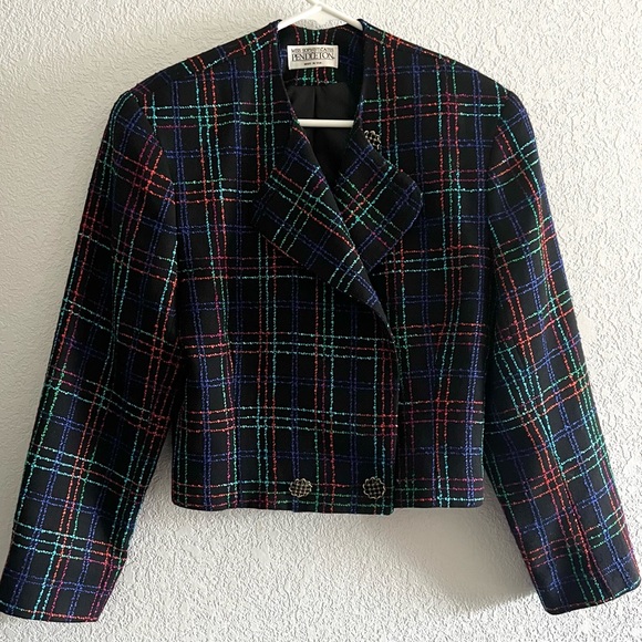 Vintage Pendleton multicolor plaid cropped blazer - Picture 2 of 7